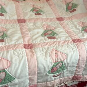 Handmade bonnet doll quilt